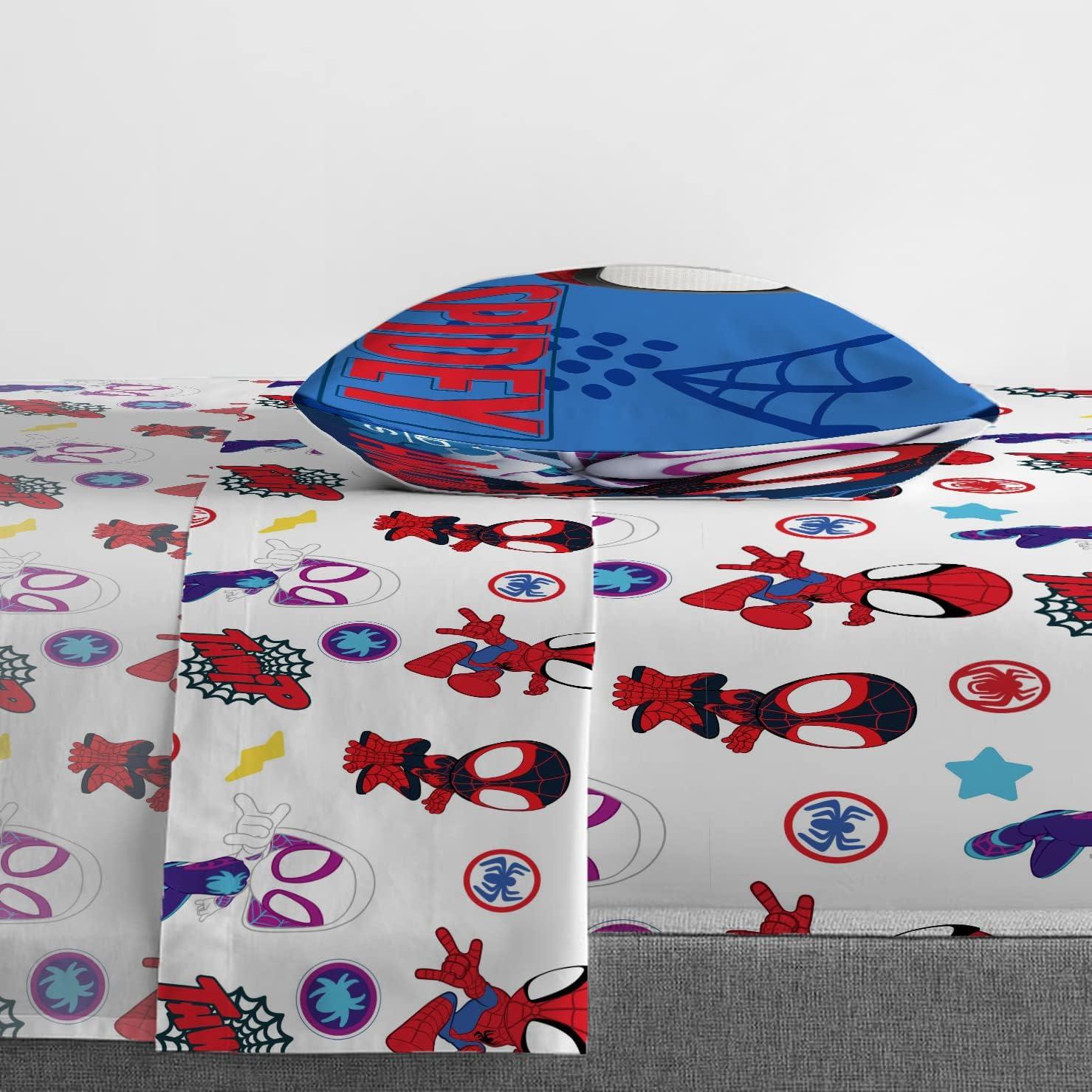 Marvel Spidey Twin Size White Microfiber Sheet Set