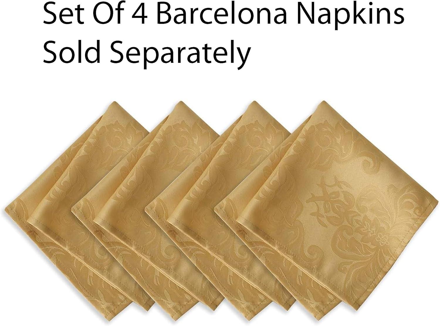Barcelona Jacquard Damask Stain Resistant Tablecloth - 60" x 144" Rectangle - Gold - Elrene Home Fashions