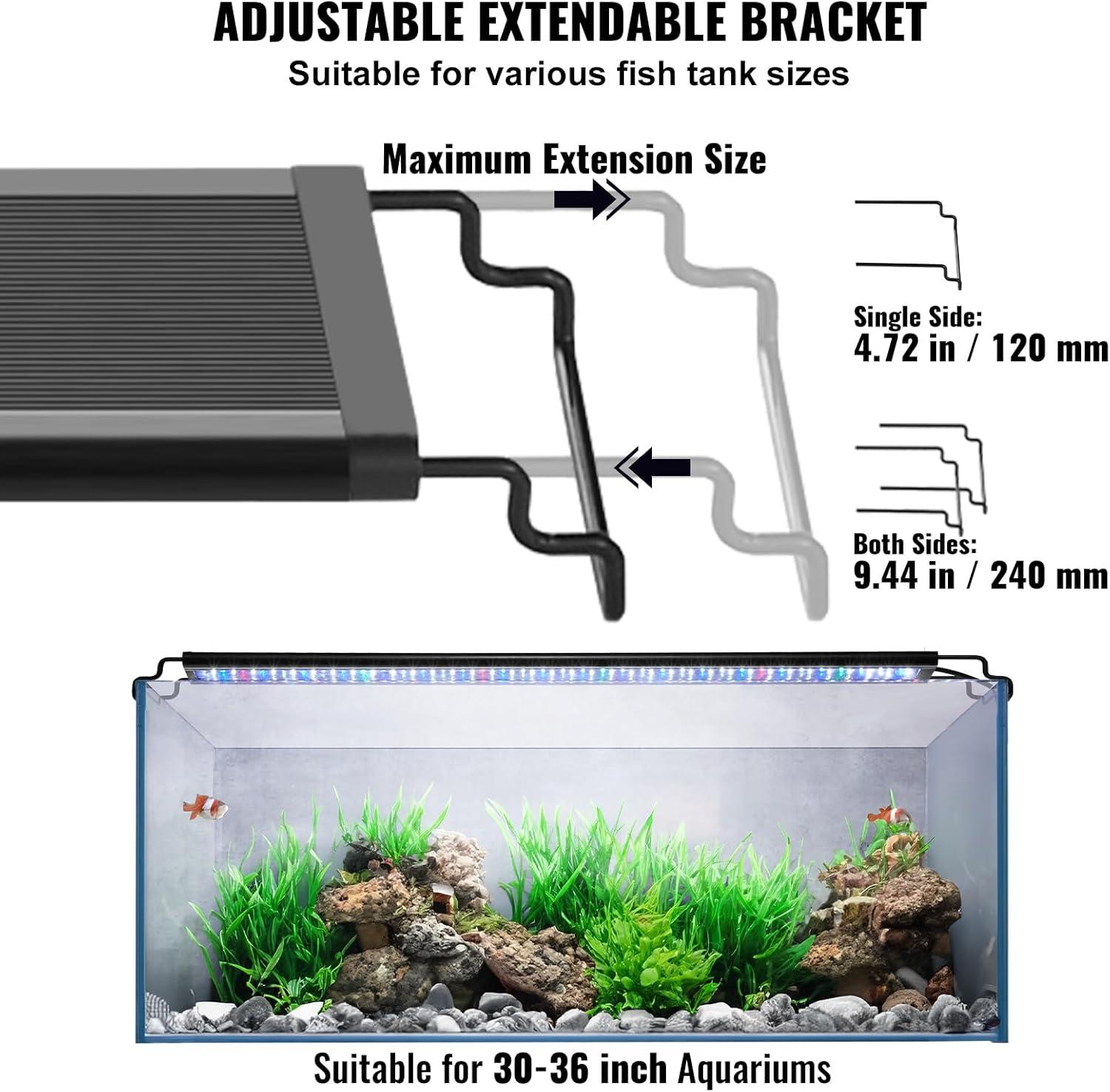 Black Aluminum Full Spectrum LED Aquarium Light with Timer