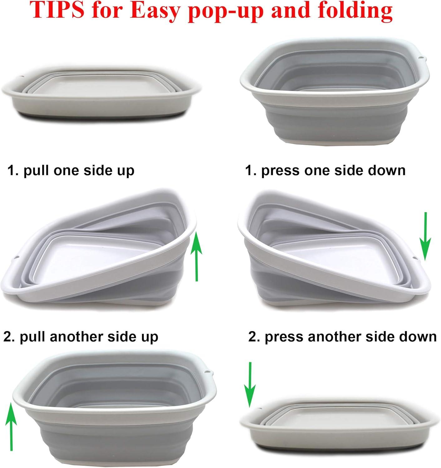 SAMMART 7.7L (2 Gallon) Collapsible Tub - Foldable Dish Tub, Grey