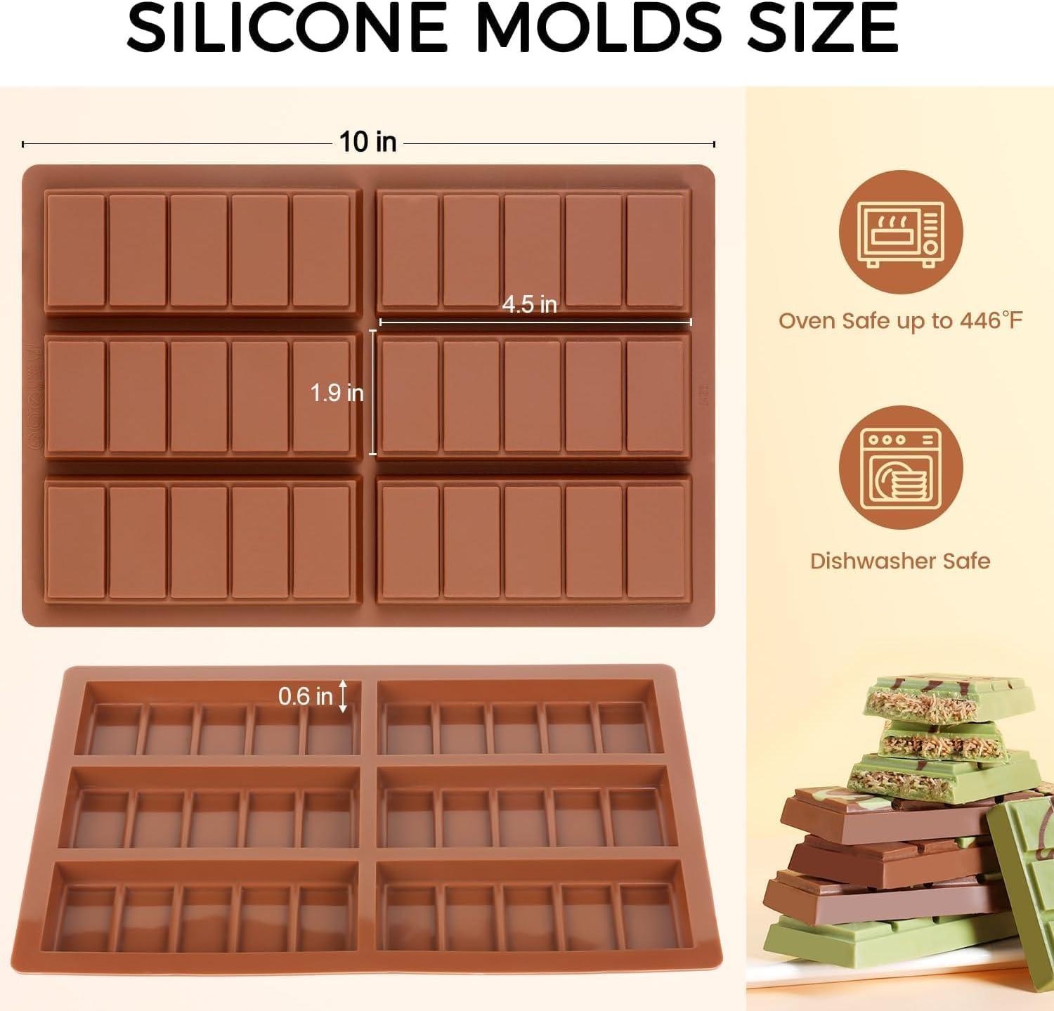 Fimary Chocolate Molds, Rectangle Chocolate Bar Sweet Molds Silicone Bakeware Wax Melt Molds, Pack of 1