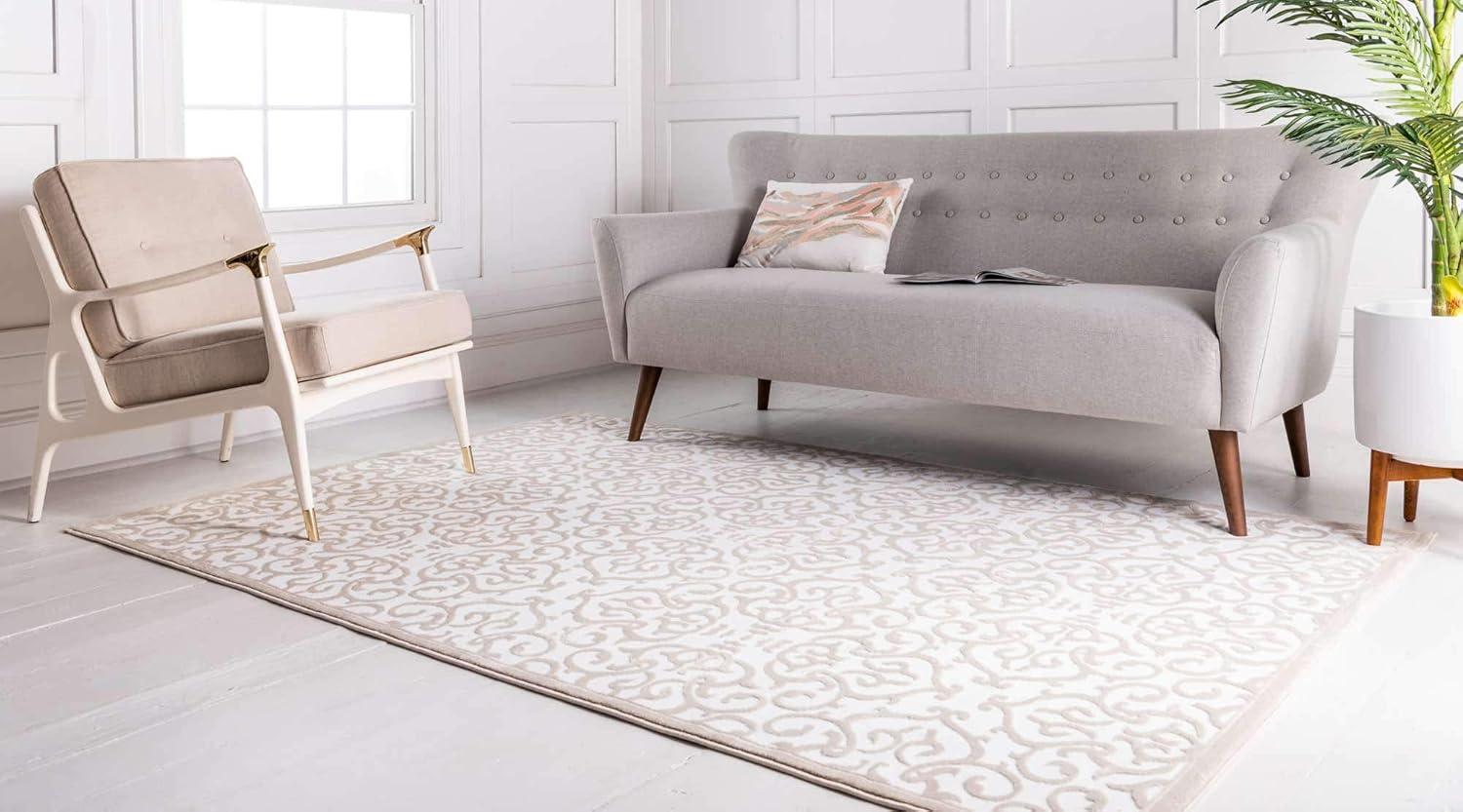 Unique Loom Rushmore Collection Area Rug - Johnson (2' x 3' 1" Rectangle Snow White/Beige)