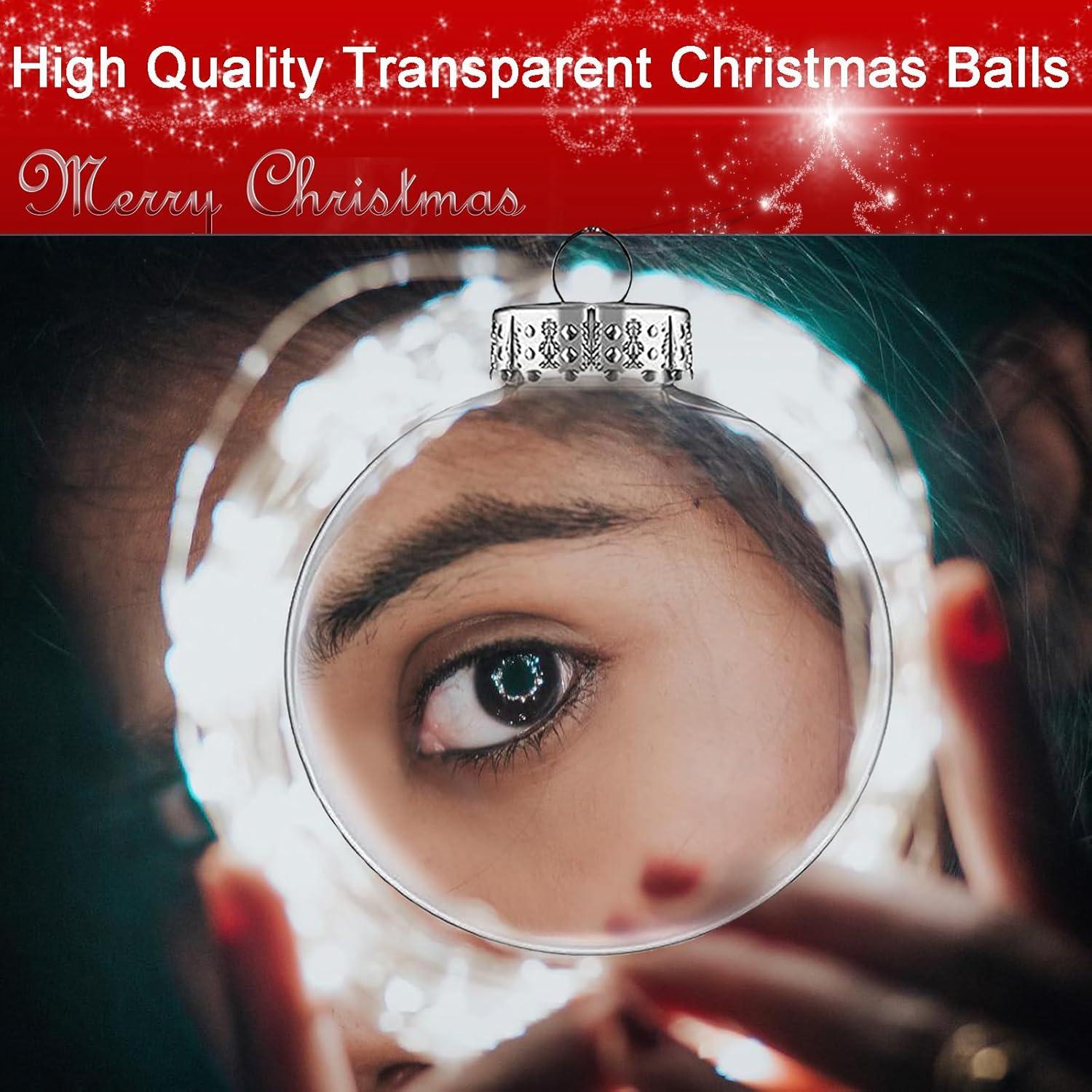 NOGIS 12 PCS 3.15 Inch Clear Ornaments Balls, Christmas DIY Fillable Ball Transparent Ball Baubles Crafts for Party Favor Wedding Christmas Birthday Home Decor