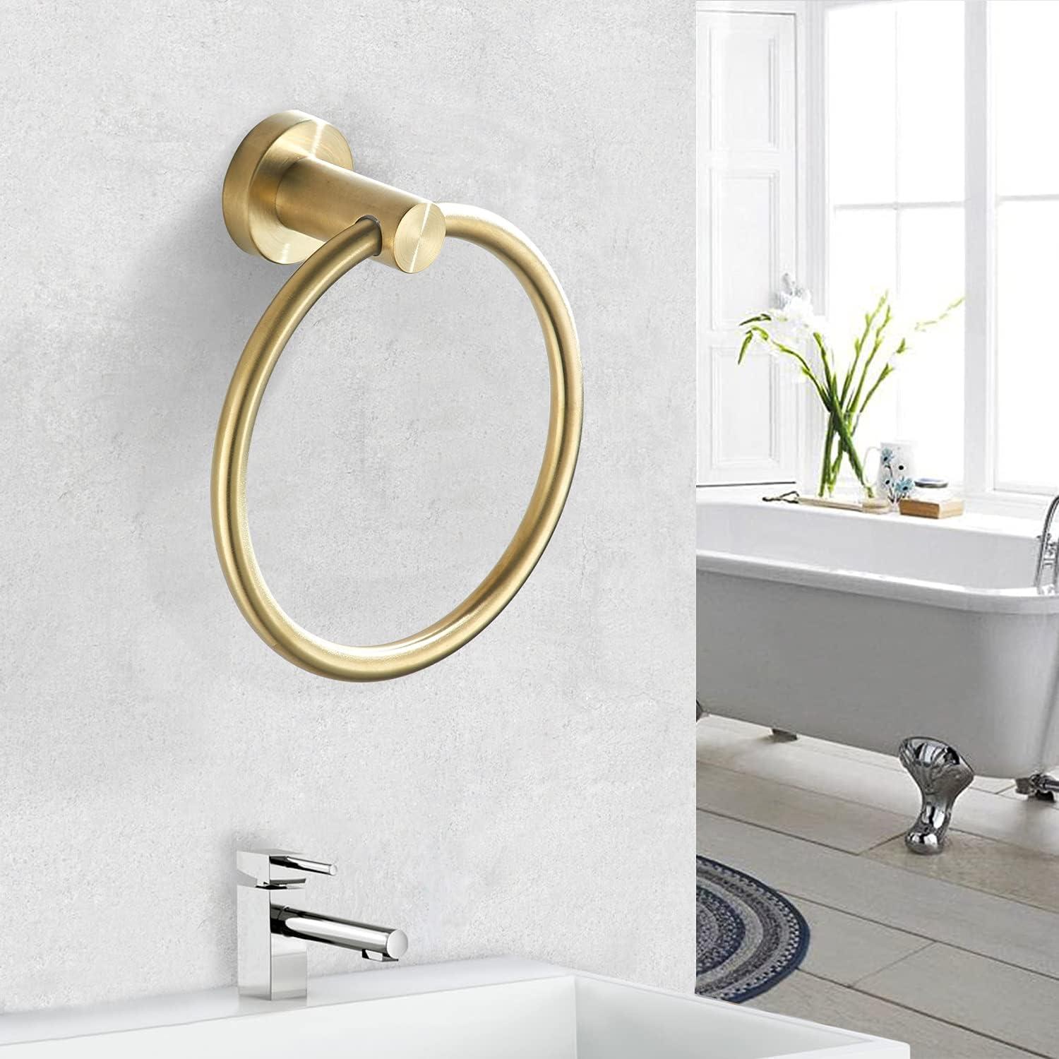 Chihod Toilet Paper Holder & Towel Ring Brushed Gold Hand Towel Holder 2-Pieces Bathroom Accessories Towel Rack Wall Mounted Bathroom Hardware Set Stainless Steel C38