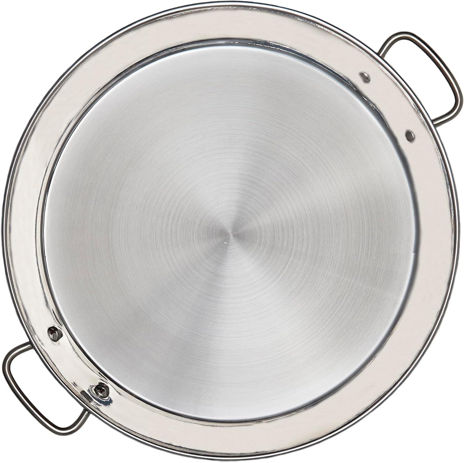 Garcima 14-inch Stainless Flat Bottom Paella Pan for Induction, 36cm