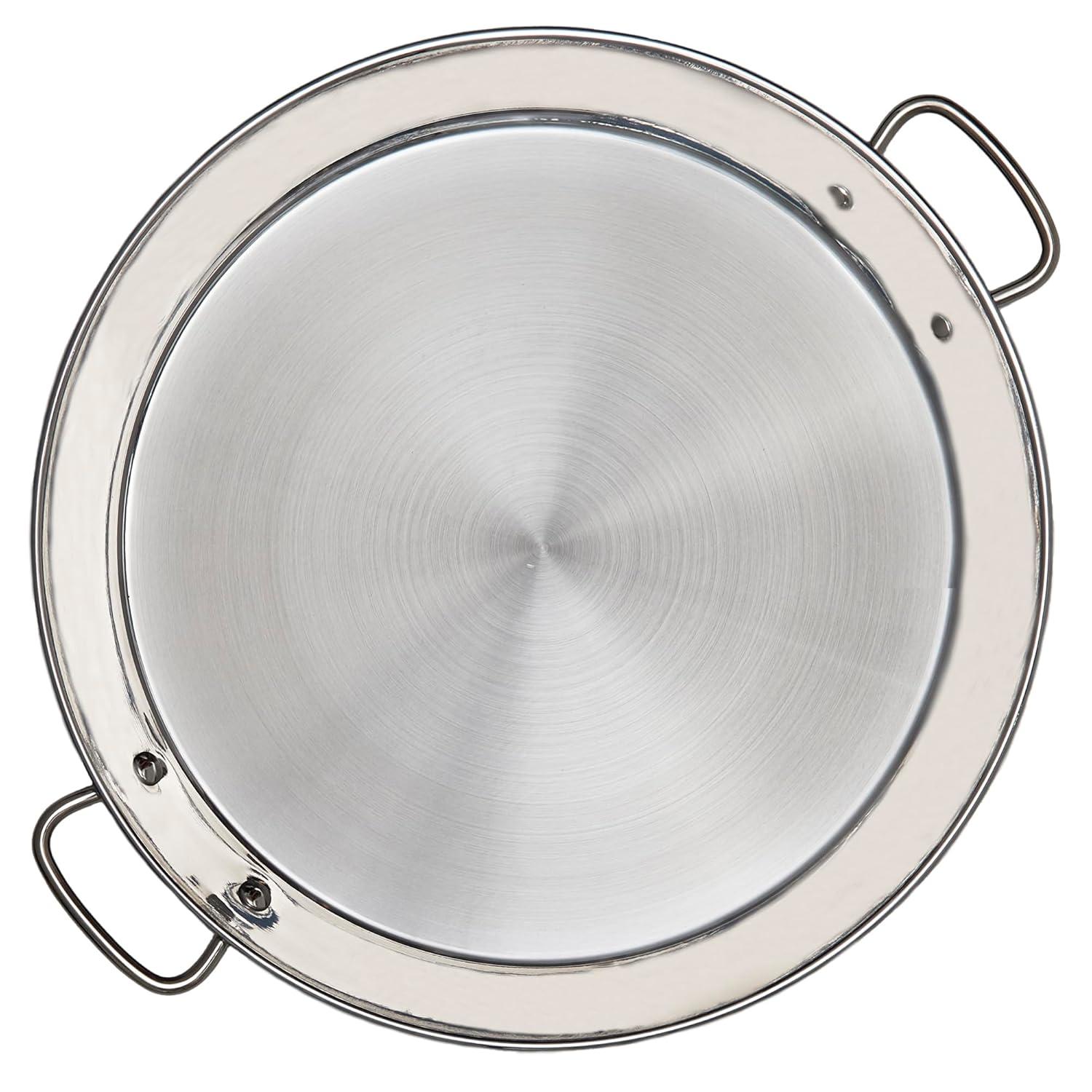 Garcima 14-inch Stainless Flat Bottom Paella Pan for Induction, 36cm