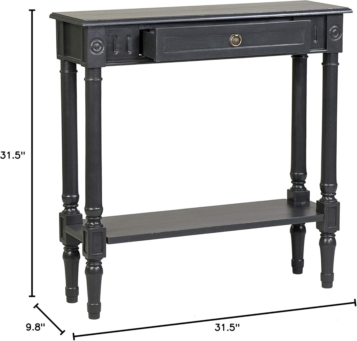 Marisol Black Solid Wood Console Table with Storage