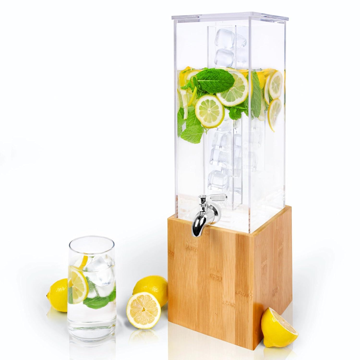 Ksestor Acrylic Beverage Dispenser with Ice Core , Stainless Steel Spigot and  with Leak Proof Feature -1.25 Gallon