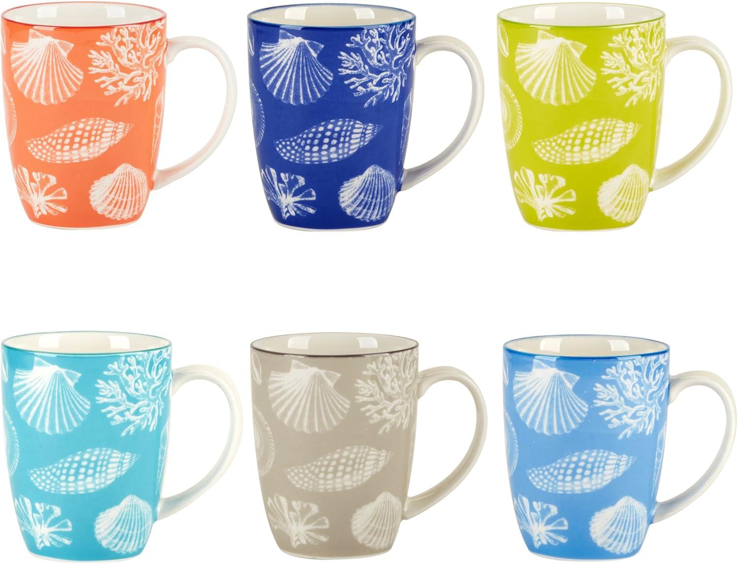 Certified International Seaside Set of 6  Mugs 6 asst 4.75in x 3.25in x 4.25in 14 oz (Set of 6)