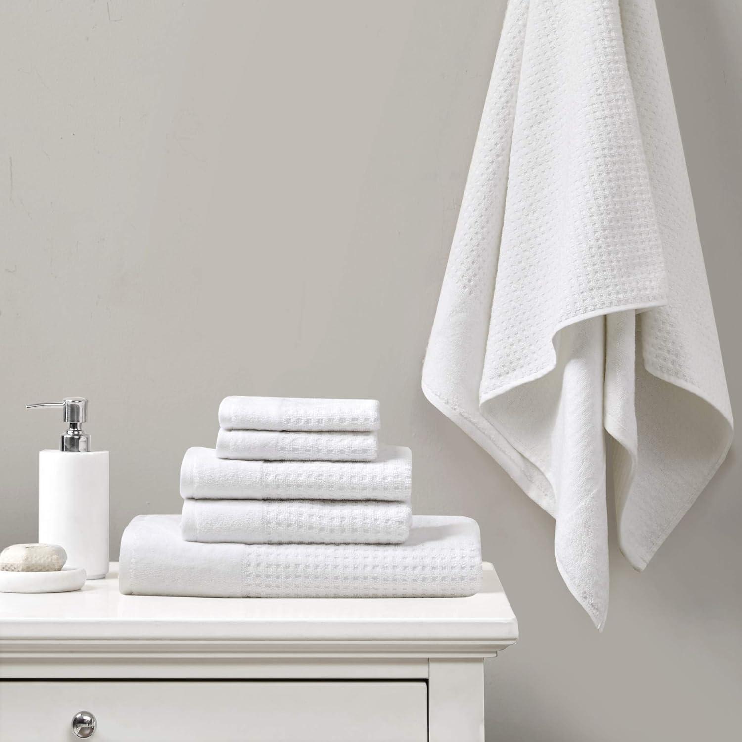 White Cotton Quick-Dry 6-Piece Towel Set