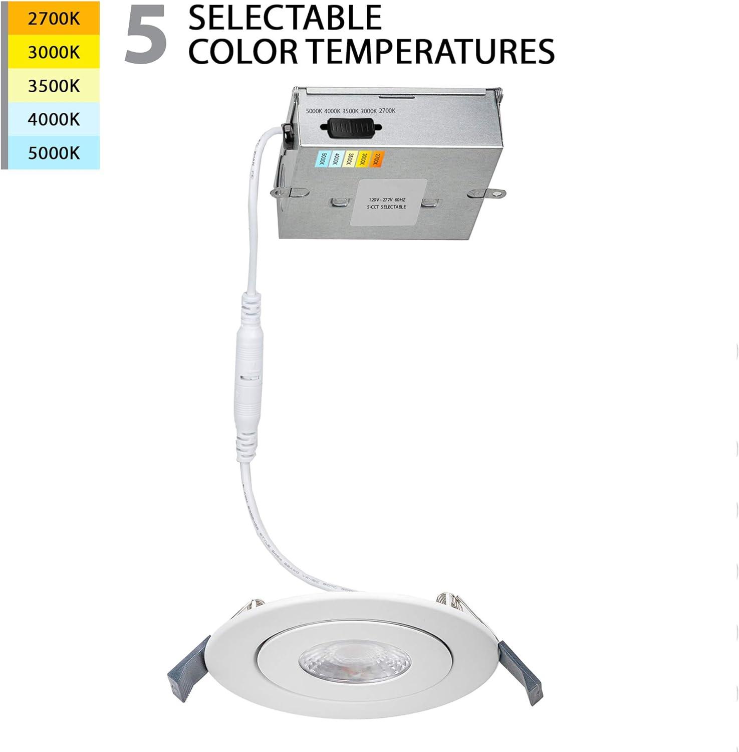 Lotos 4.75'' Selectable Color Temperature Dimmable Air-Tight IC Rated LED Canless Recessed Lighting Kit