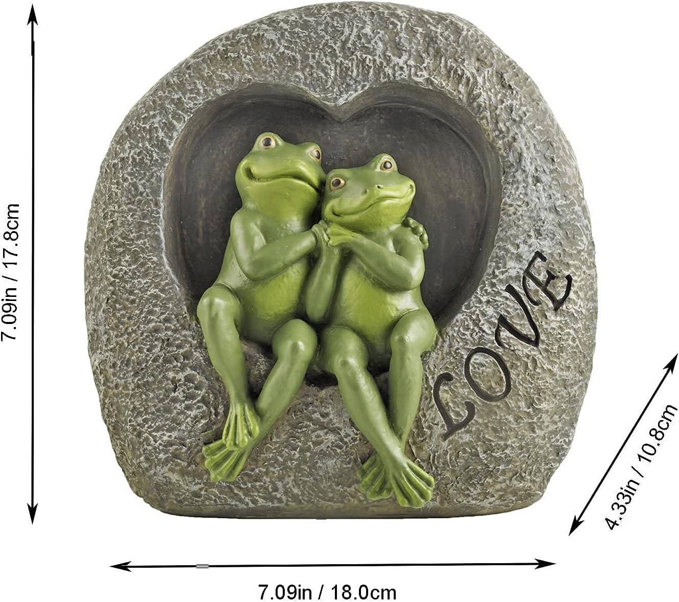 7.09”H Lover Frog Statues for Garden-Resin Frogs Couple Figurines , Frog Outdoor Decor Lawn