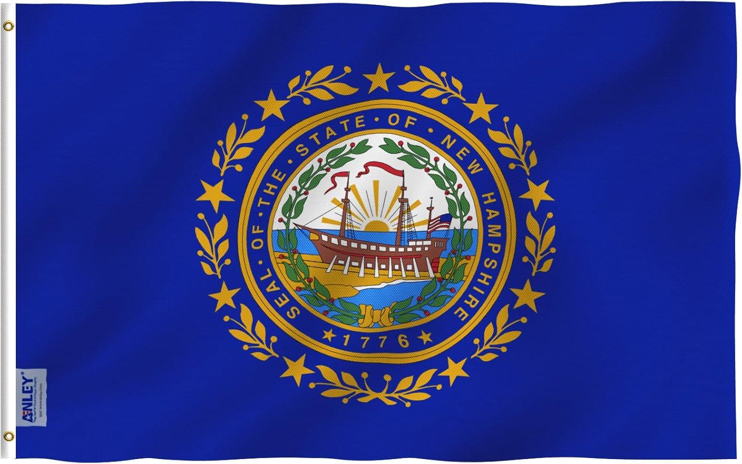 New Hampshire State Flag 3x5 Feet Polyester with Brass Grommets