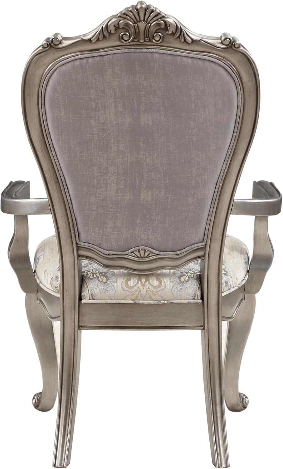 26" Ariadne Dining Chair Velvet, Antique Platinum Finish - Acme Furniture: No Assembly, Wood Frame