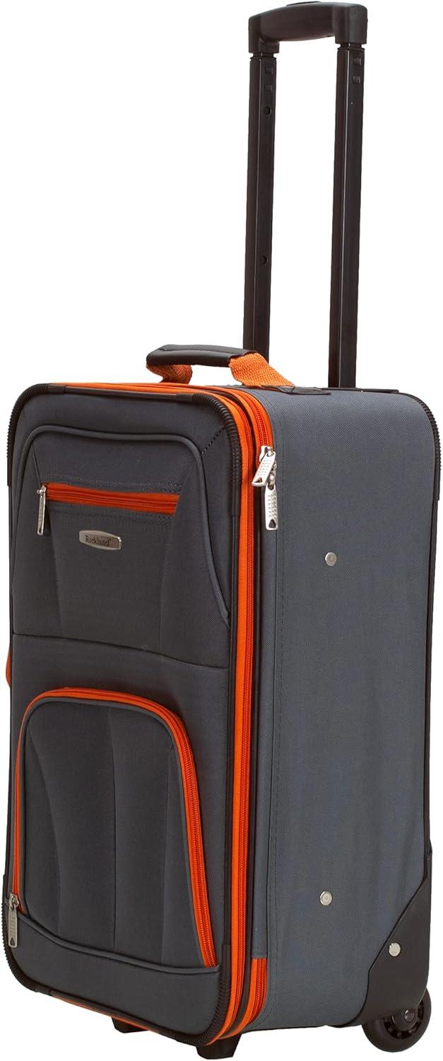 Charcoal Softside 4-Piece Spinner Luggage Set with Orange Trim