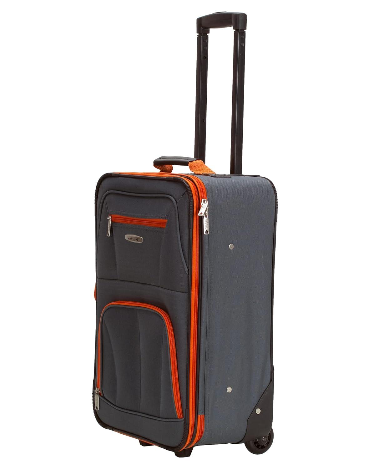 Charcoal Softside 4-Piece Spinner Luggage Set with Orange Trim