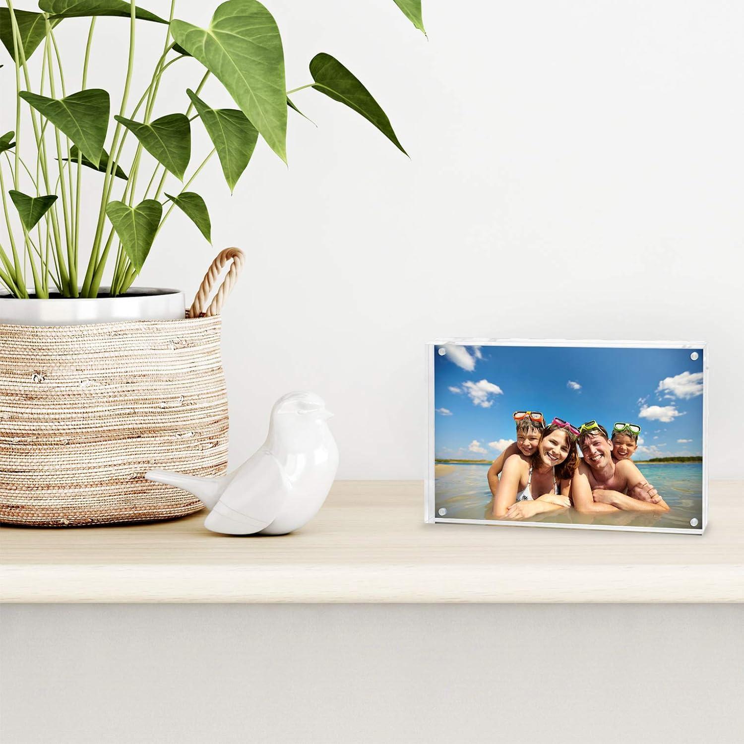 4x6 Acrylic Picture Frame - Clear Magnetic Photo Frame for Tabletop Display - Sleek and Stylish Plexiglass Frame - Horizontal and Vertical Format - Ideal for Home Décor and Gifts