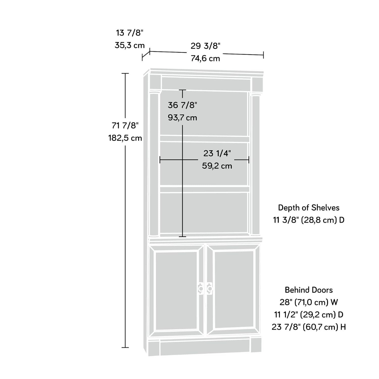 72" Palladia Library with Doors Split Oak - Sauder: Adjustable Storage, Enclosed Back Panel