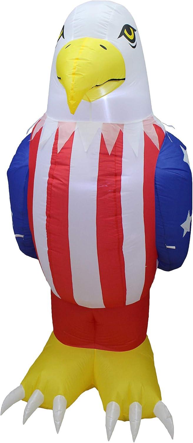 6 Foot Tall Patriotic Multicolor Inflatable Bald Eagle Decoration