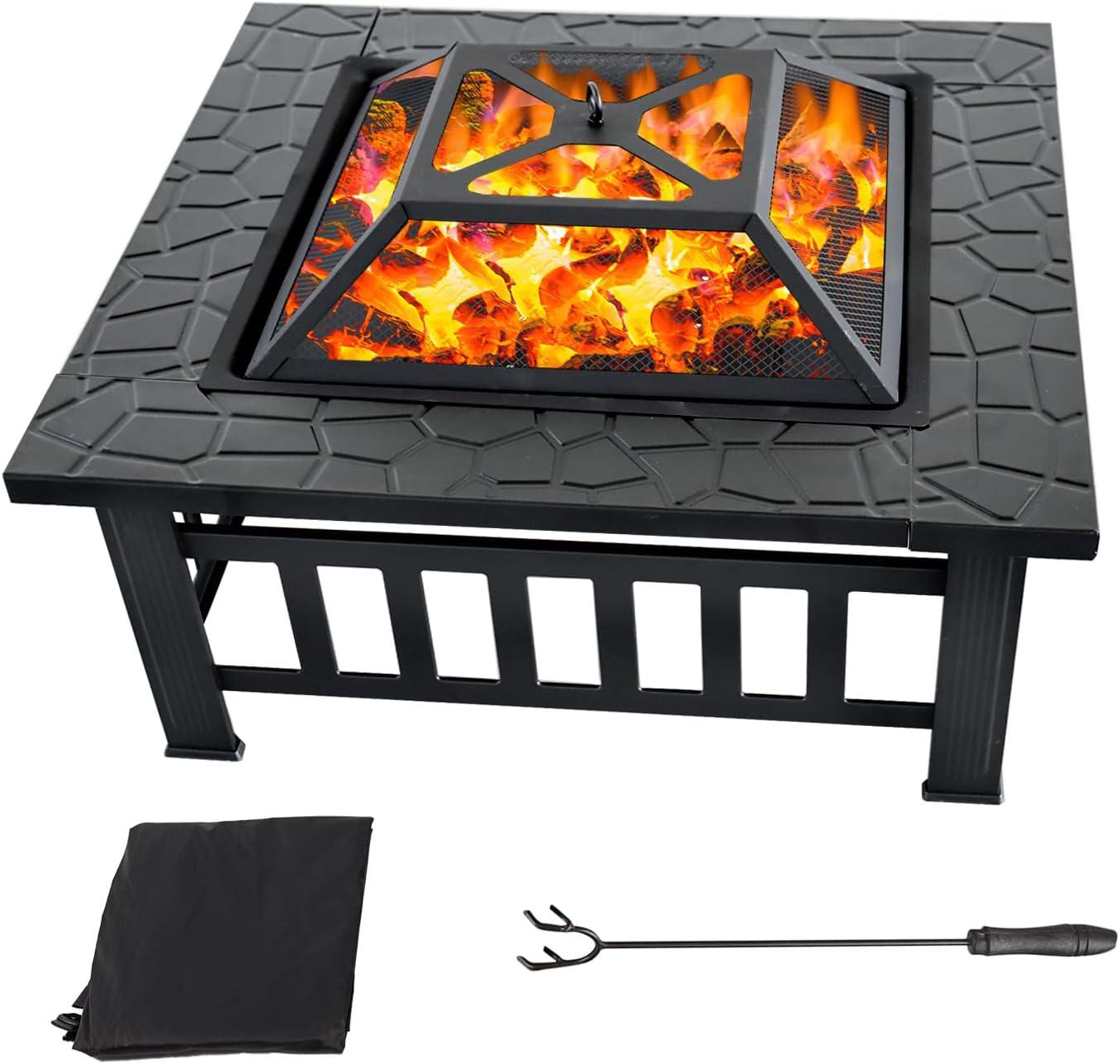 32'' Square Steel Fire Pit Accessory