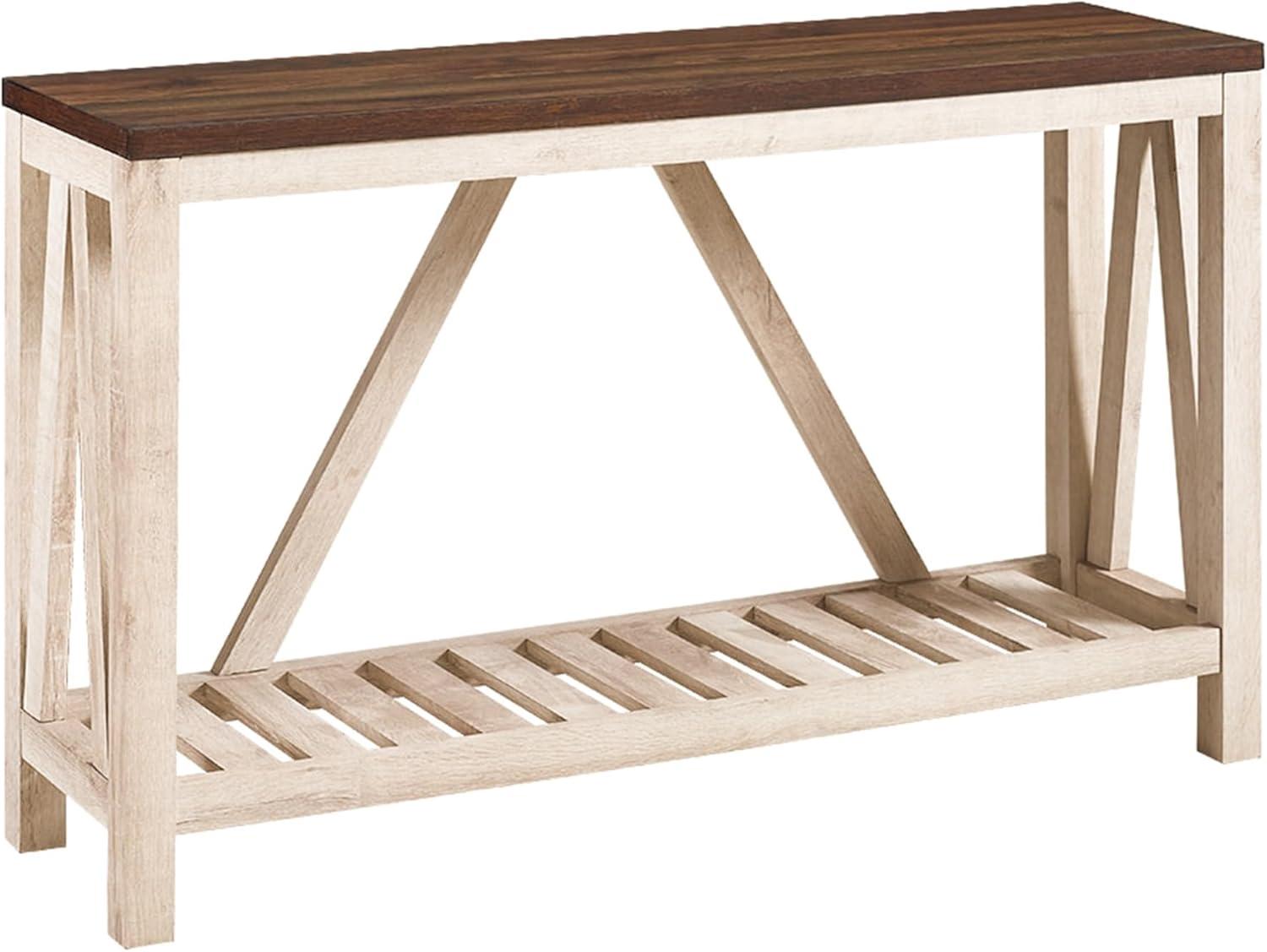 Walker Edison 52" A-Frame Rustic Wood Entry Console Table in White Oak