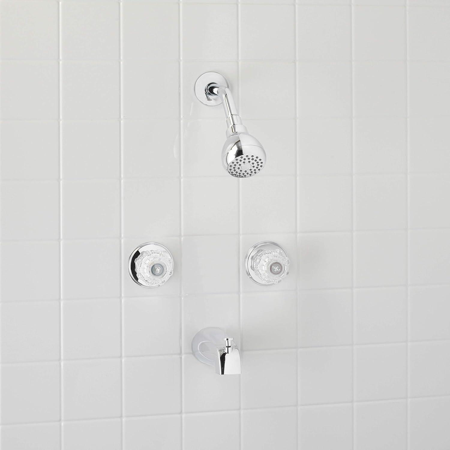 Polished Chrome Wall Mounted Two Handle Tub and Shower Faucet