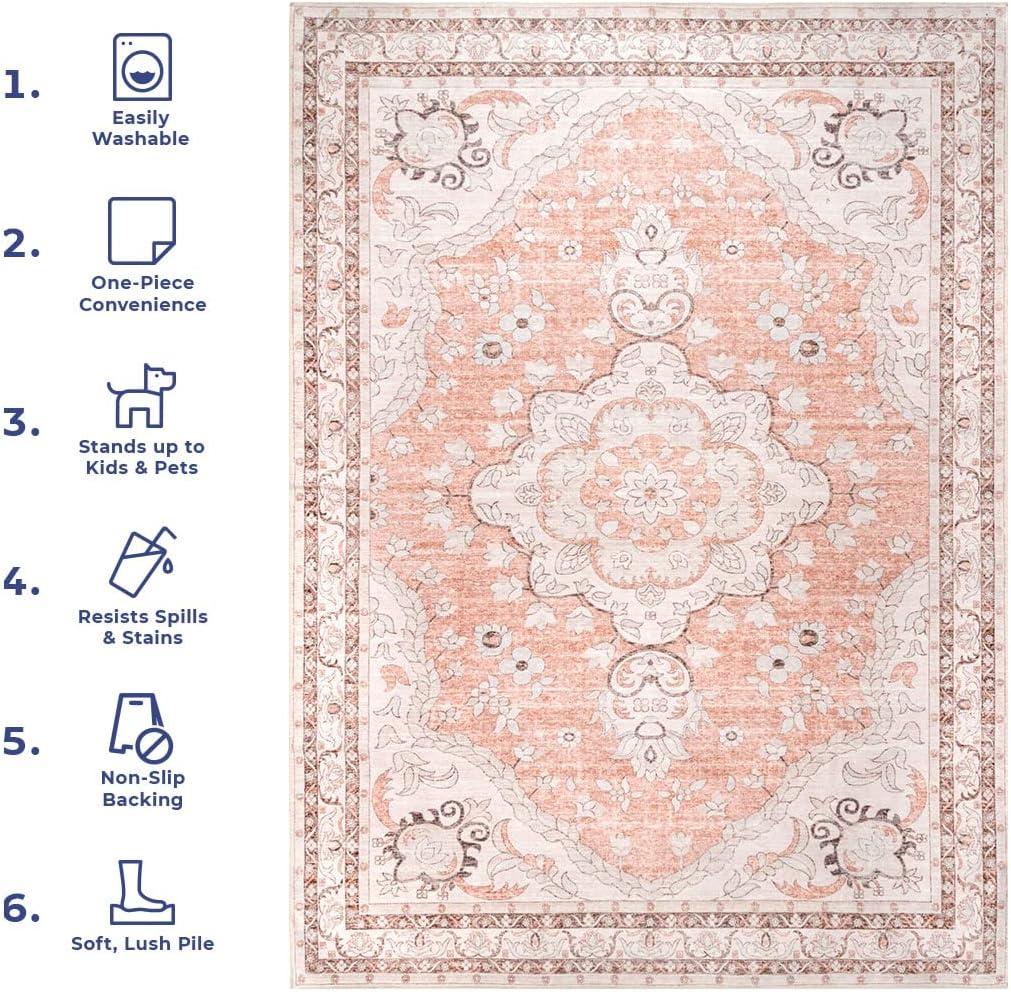 Nuloom Tracie Machine Washable Floral Medallion Indoor Area Rug