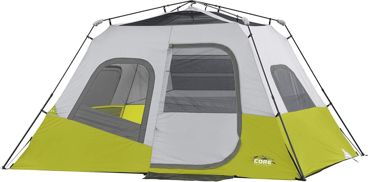 CORE 6 Person Light Gray and Green Instant Cabin Tent with Carry Bag