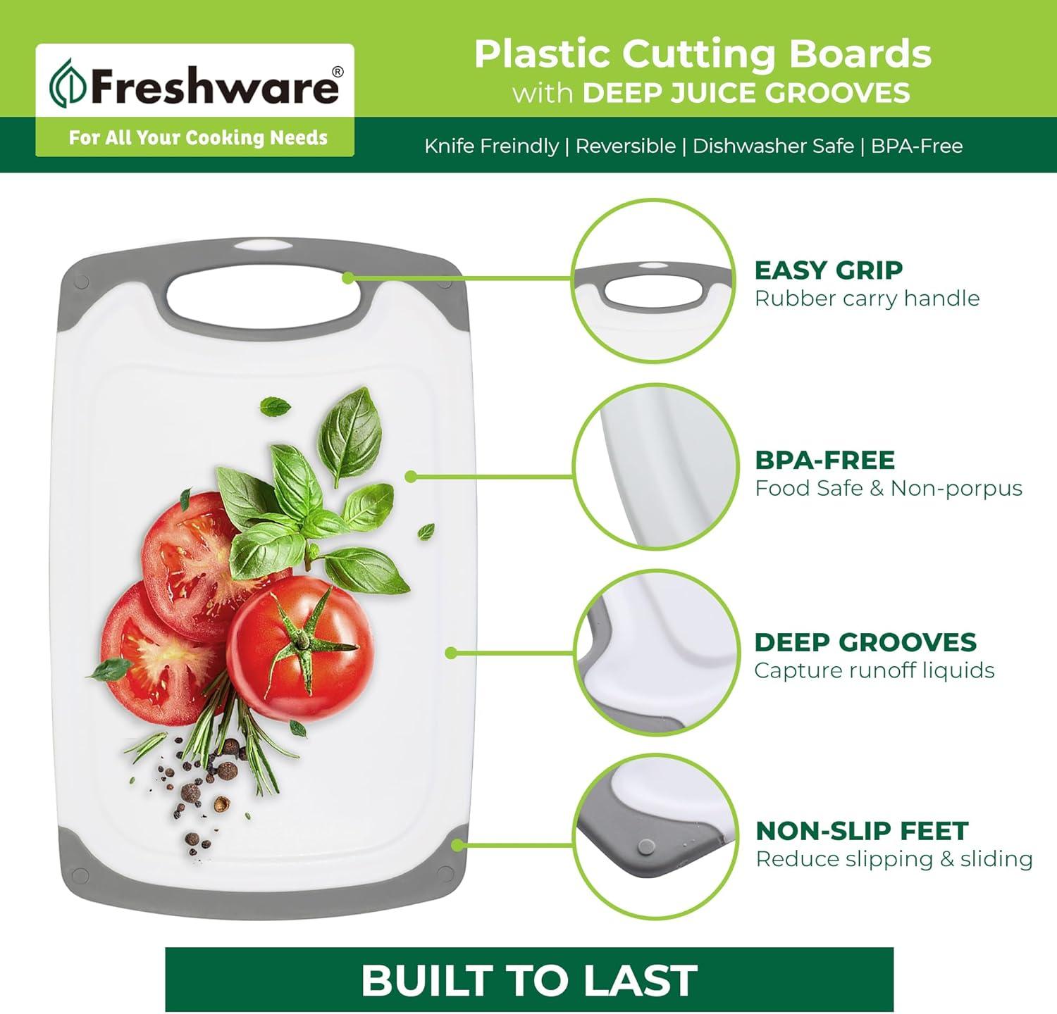 Freshware Plastic Cutting Boards For Kitchen (3-Piece)