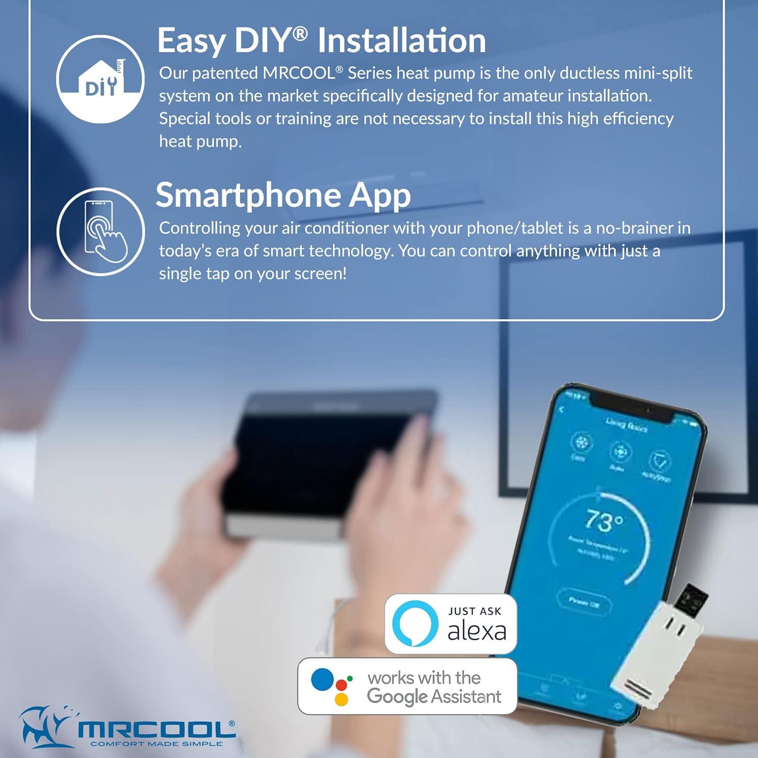 MRCOOL DIY Mini Split - 36,000 BTU 2 Zone Ductless Air Conditioner and Heat Pump with 25 ft. Install Kit, DIYM236HPW03C07