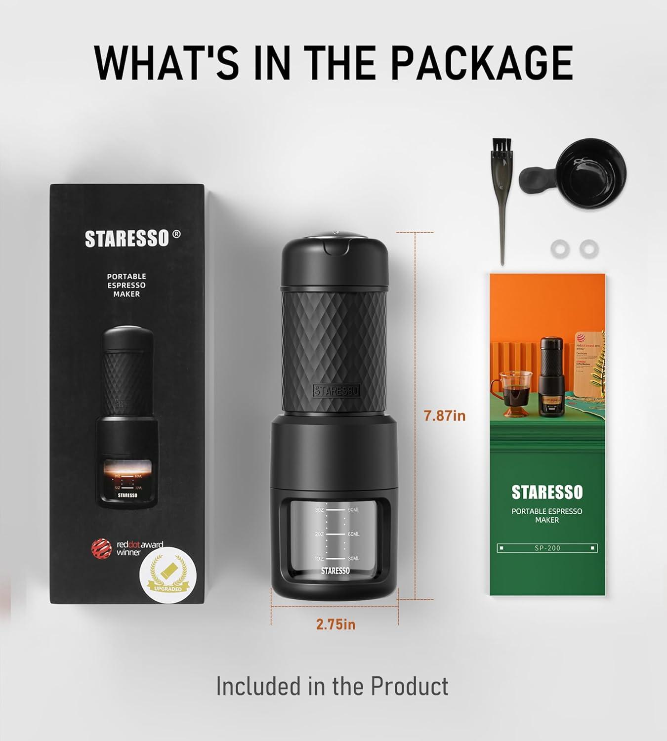 Compact Black Portable Espresso Maker with Capsule Compatibility