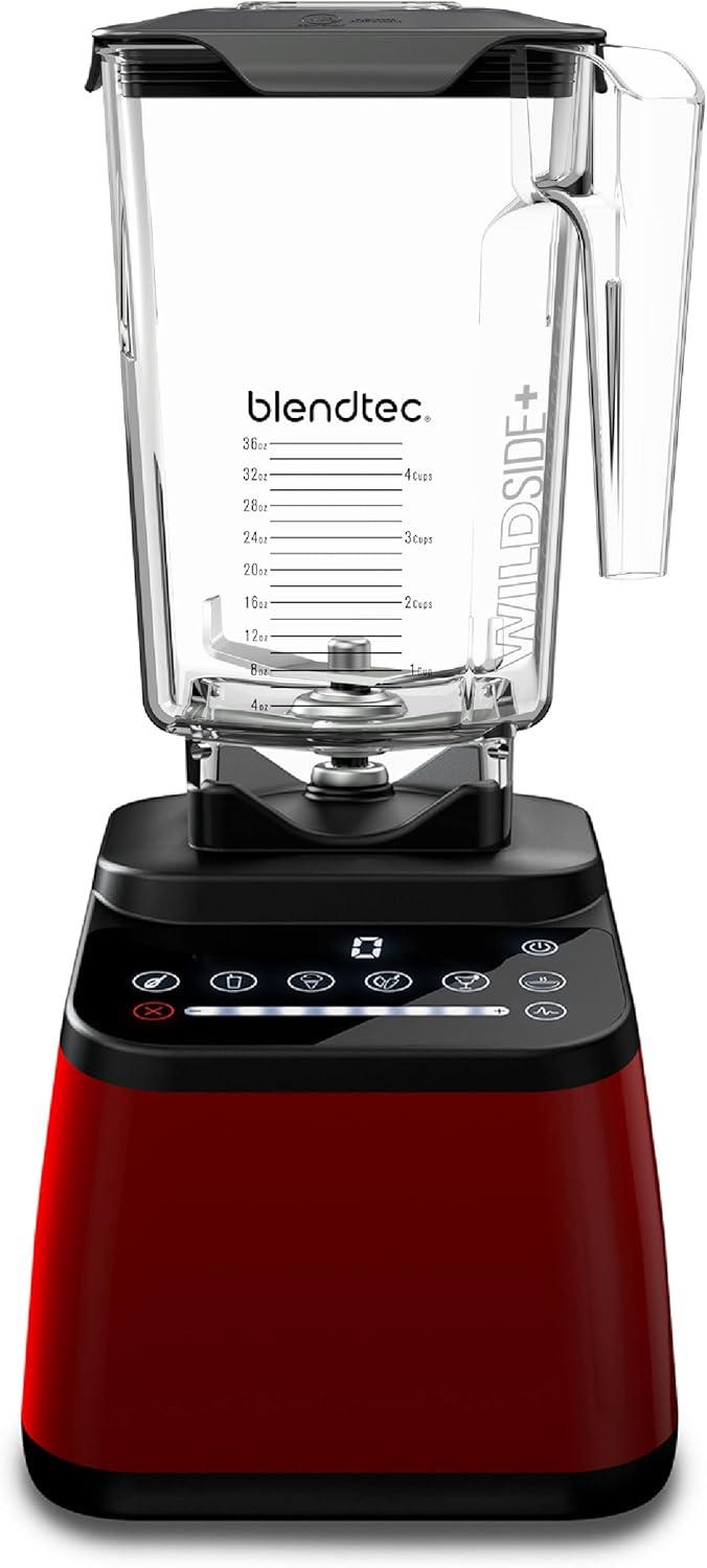 Blendtec Licuadora Original Designer Series y Frasco WildSide+ de 90 oz - Paquete de Licuadora de Cocina - Rojo