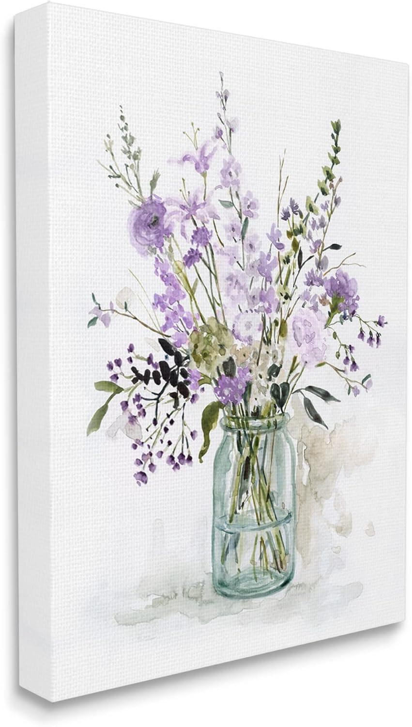 Stupell Purple Botanicals Flower Arrangement Gallery Wrapped Canvas Wall Art