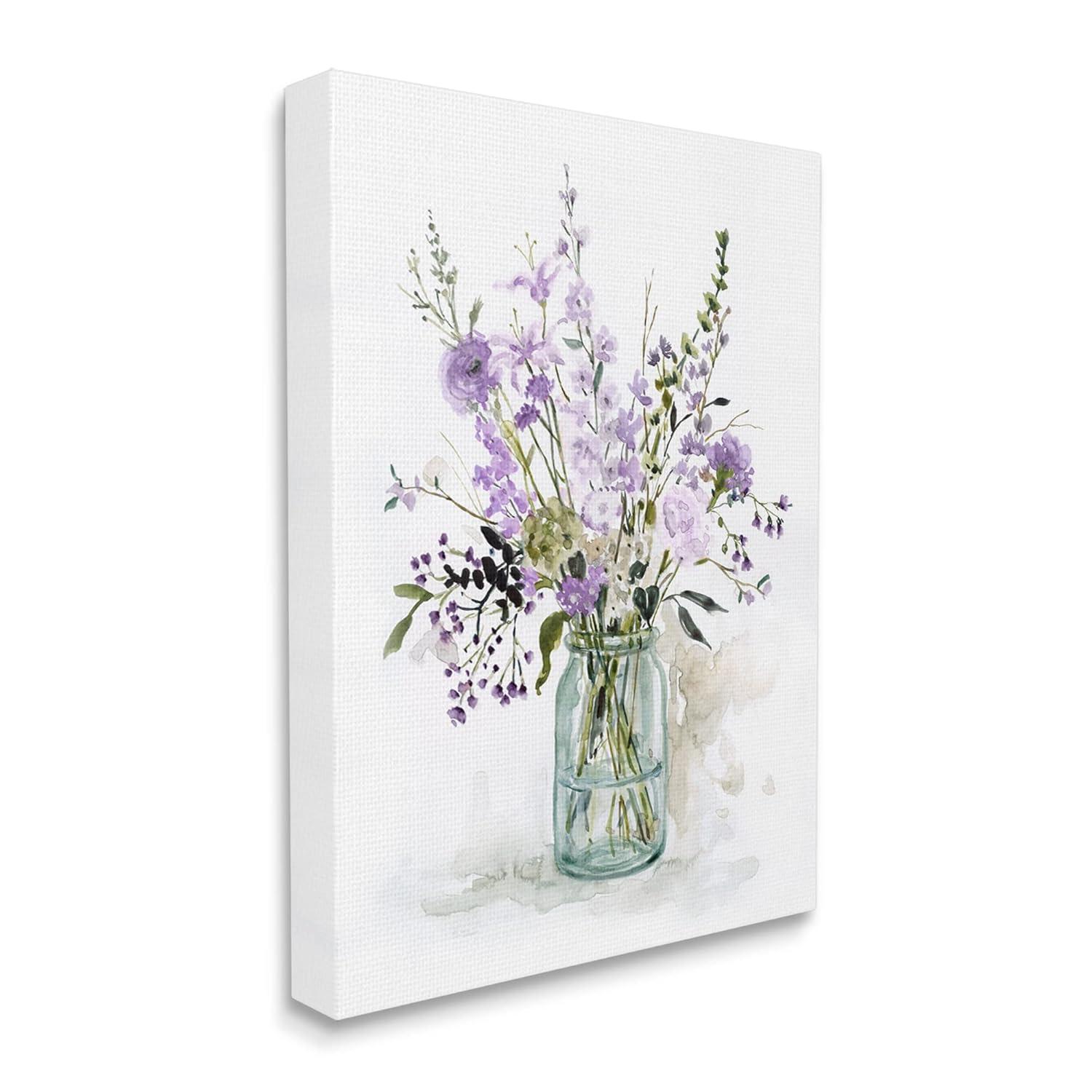 Stupell Industries Mixed Purple Botanicals Traditional Flower Arrangement Painting by Carol Robinson - Graphic Art on Canvas