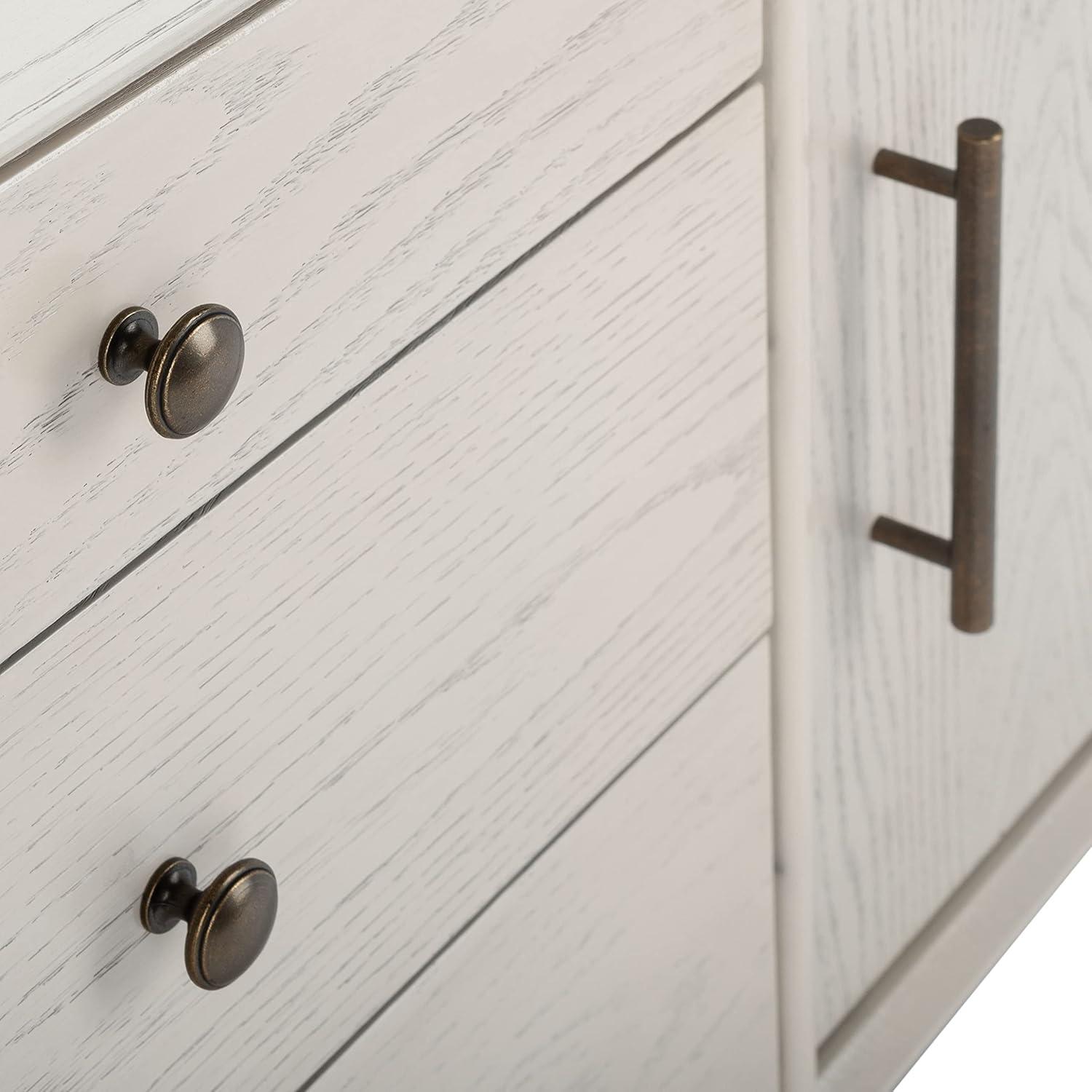 Elissa White Washed Mid-Century Media Stand with Bronze Hardware