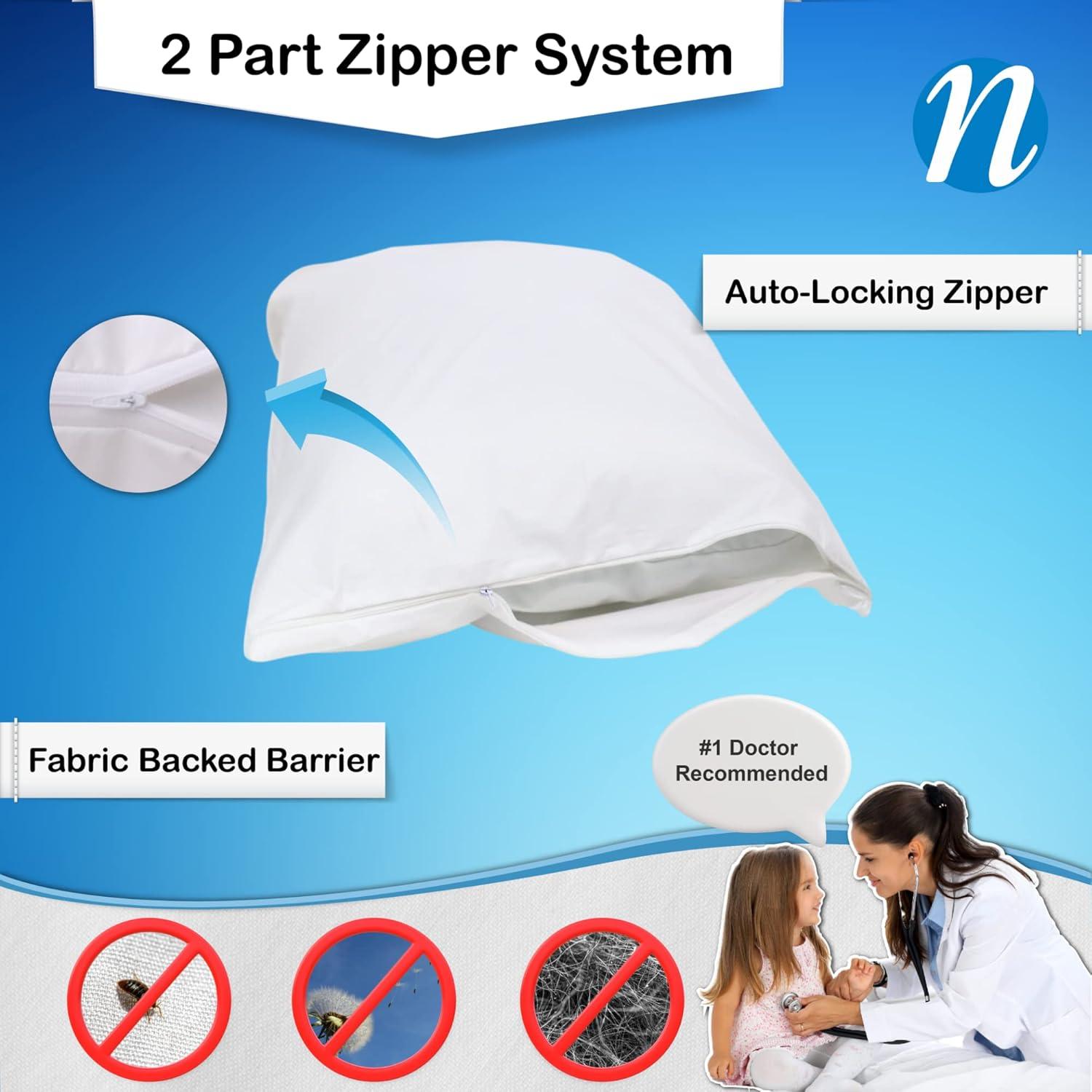 National Allergy Queen 2 Pack Allergy and Bed Bug Proof Pillow Cover, White 2 Count