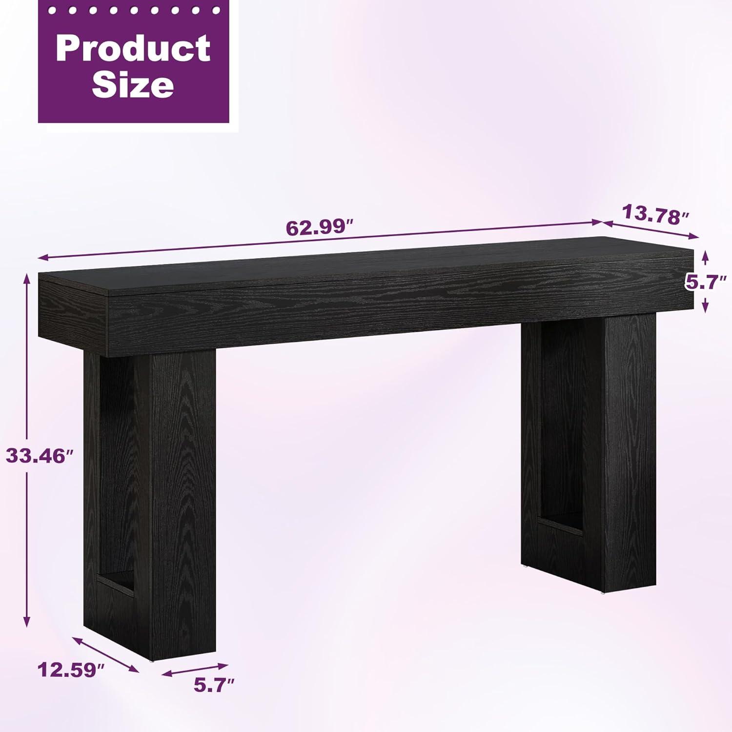 GIODIR 63 Inch Long Console Table, Rustic Wooden Sofa Table Behind Couch, Farmhouse Entryway Table, Industrial Accent Furniture For Entrance, Foyer, Hallway, Living Room