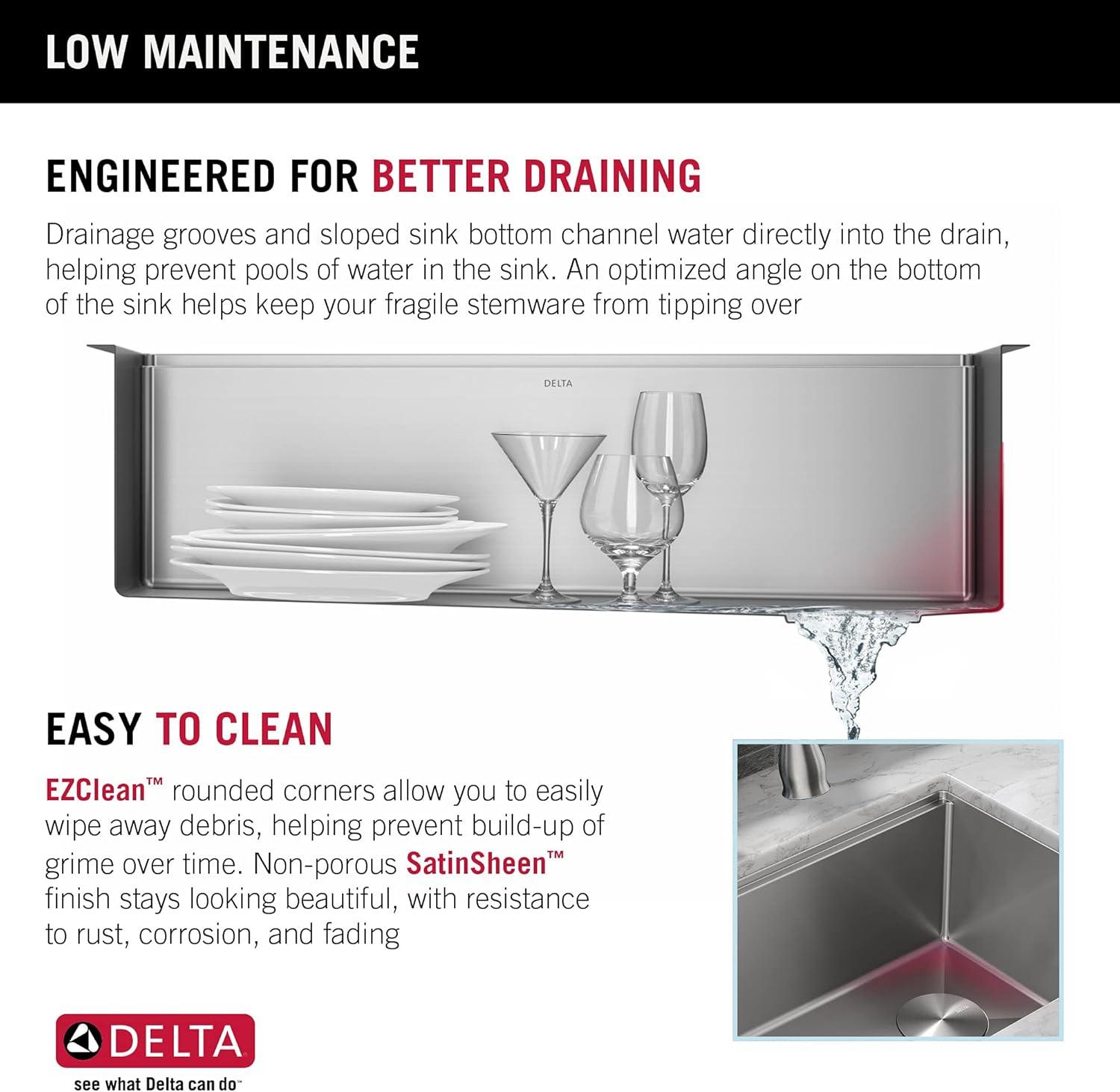 Delta Lorelai™ 32" LWorkstation Kitchen Sink Undermount 16 Gauge Stainless Steel Single Bowl