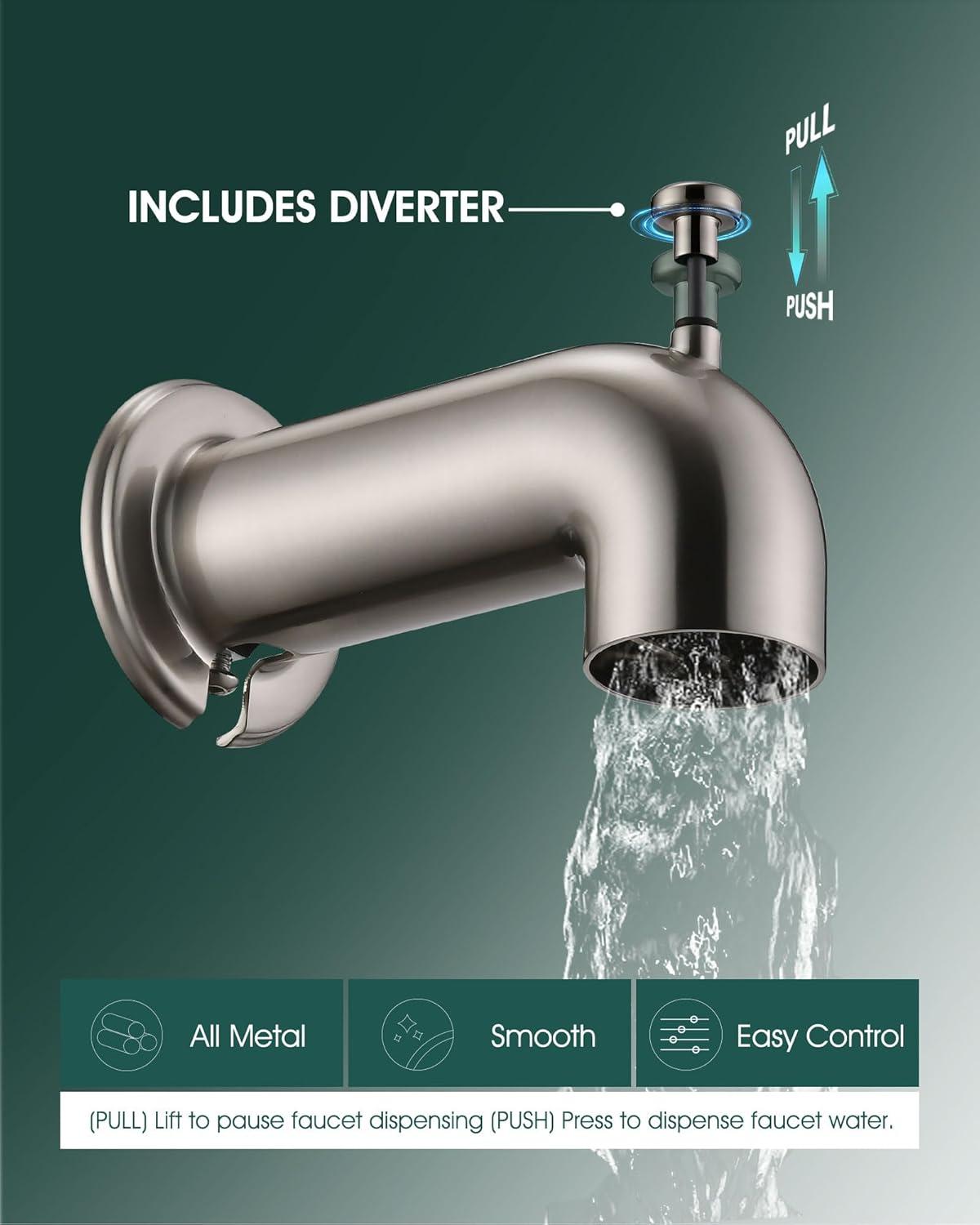 Tub Spout with Diverter, Bathtub Spout for Hand Shower,Brushed Nickel