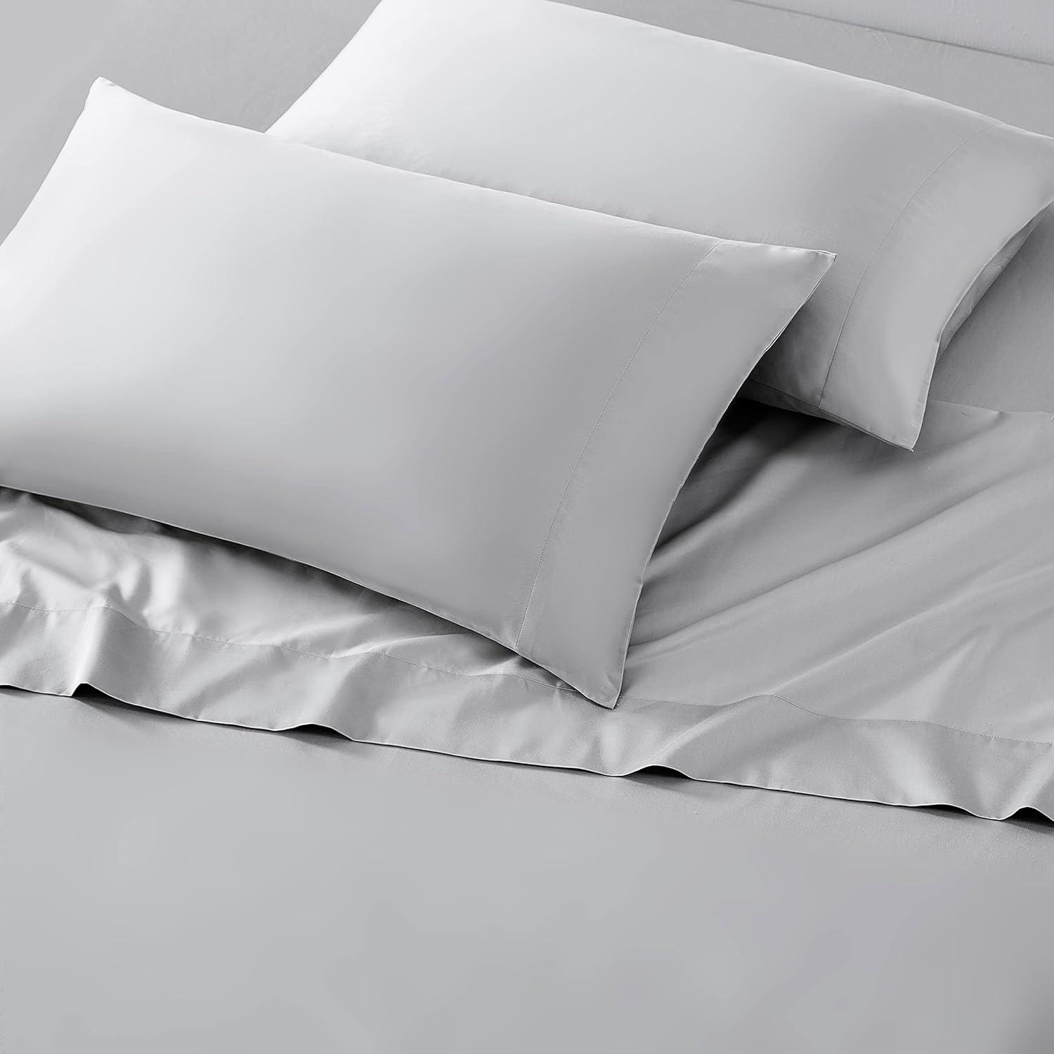 Steel Gray Sateen Cotton Blend Standard Pillowcase Set