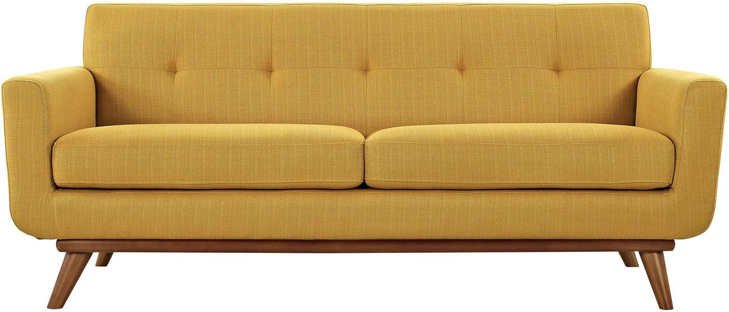 Modway Engage Modern Upholstered Fabric Loveseat in Citrus Yellow