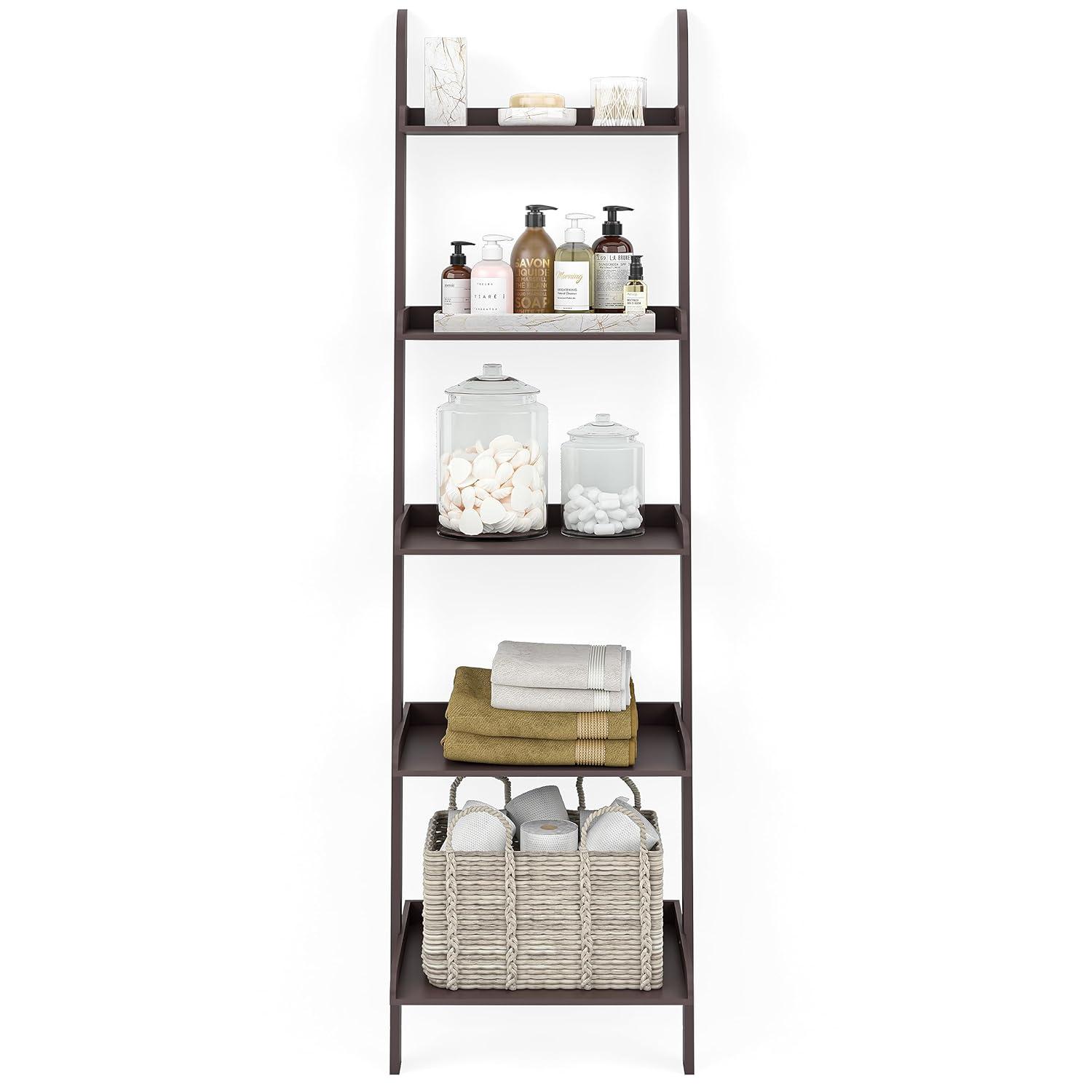 Ballucci Lado 5-Tier 67" H x 18" W Wood Leaning Ladder Bookcase