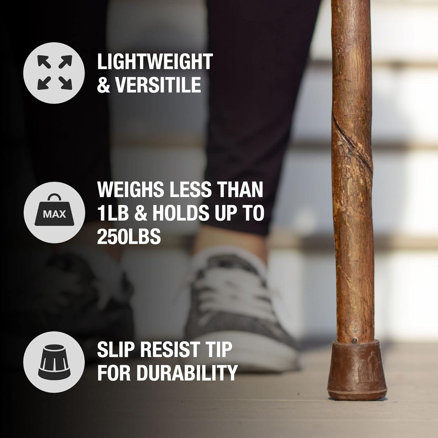 Brazos Twisted Sassafras Wood T-Handle Cane 37 Inch Height