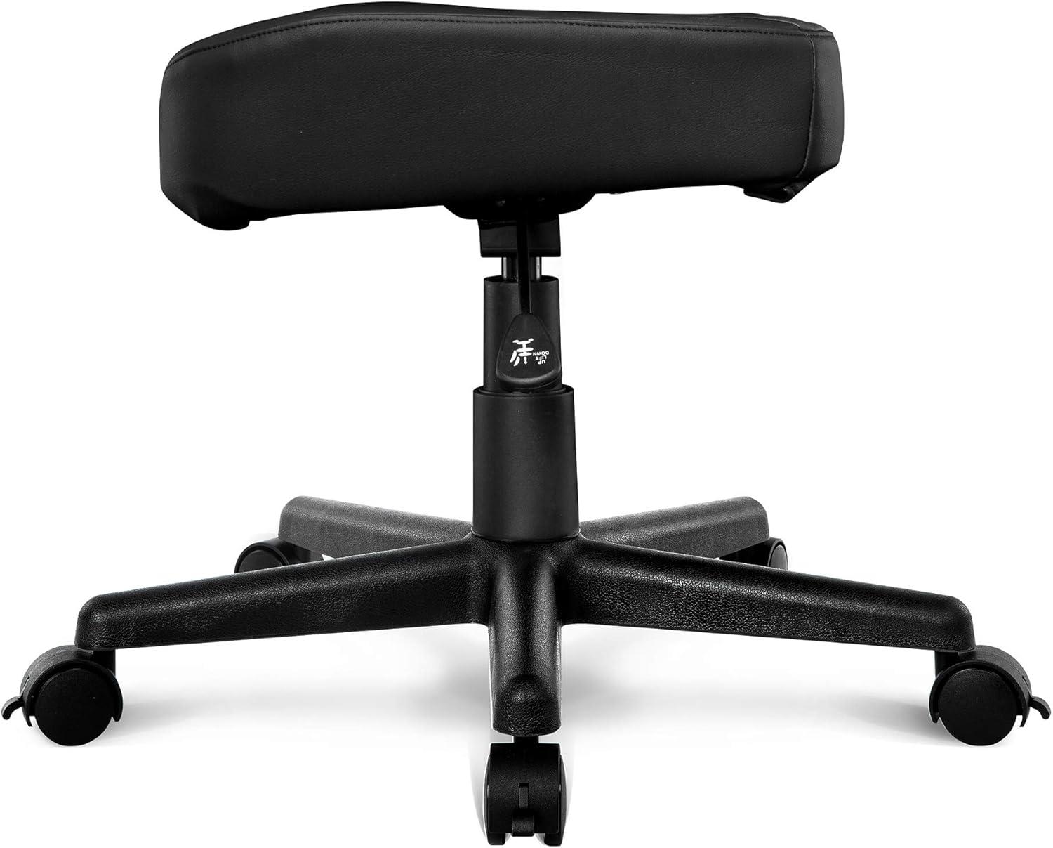 AKRacing Ottoman Footrest with PU Leather Upholstery, Adjustable Height and Swivel Wheels for Office and Gaming Chairs - Black