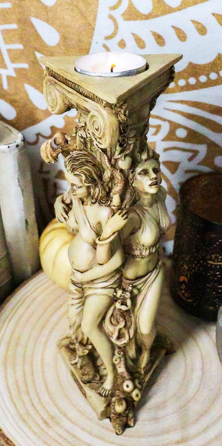 Atlantic Collectibles Triple Goddess Maiden Expectant Mother & Crone Pagan Worship Decorative Candle Holder Figurine 10"H