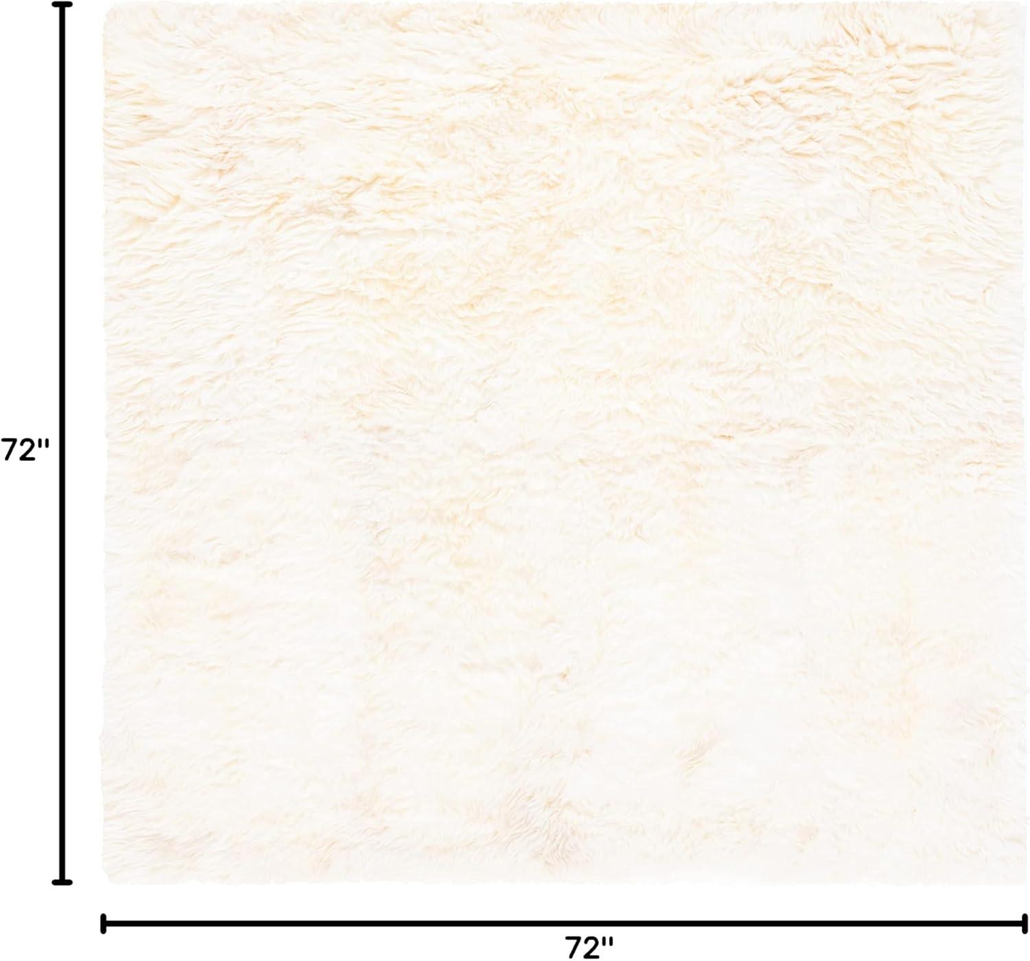 Sheep Skin SHS211 Hand Woven Area Rug - Natural/White - 6'x6' - Safavieh.