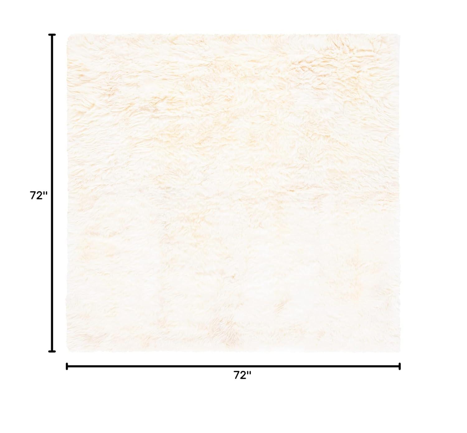 Sheep Skin SHS211 Hand Woven Area Rug - Natural/White - 6'x6' - Safavieh.