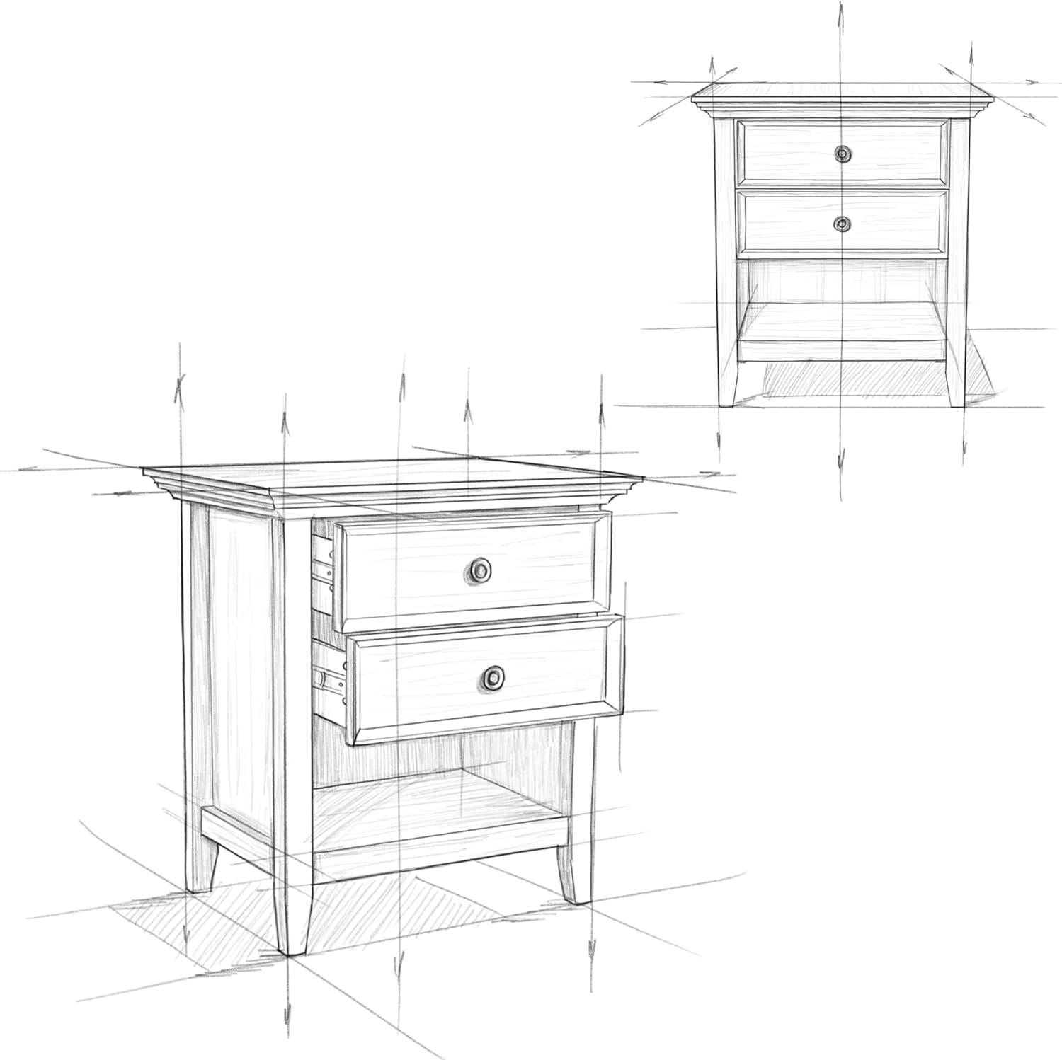 Simpli Home Amherst Wood 24" Transitional Bedside Nightstand Table in Hickory Brown