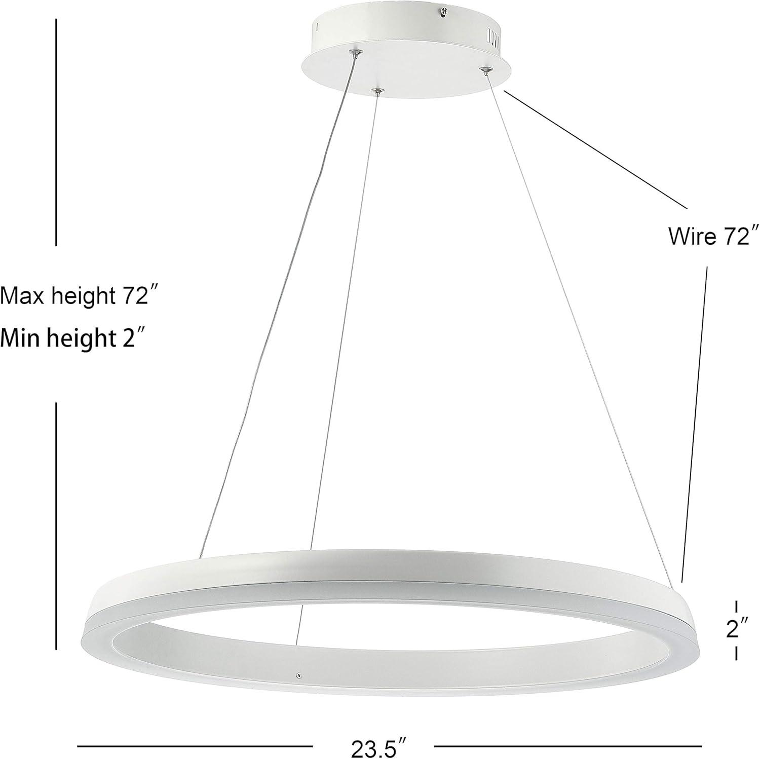 Baxter 23.5" 1-Light Modern Contemporary Aluminum Integrated LED Hoop Pendant, Matt White