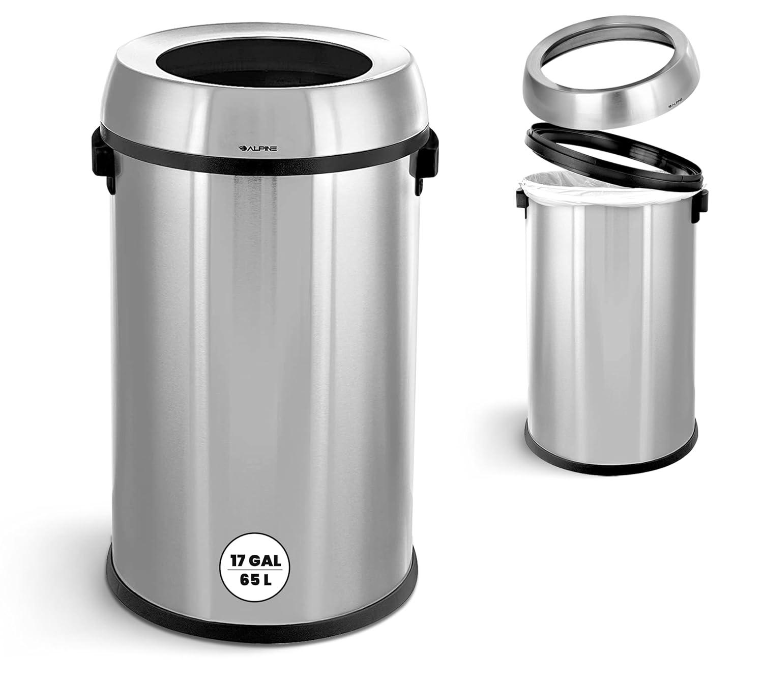 Steel Open Trash Can - 17 Gallons